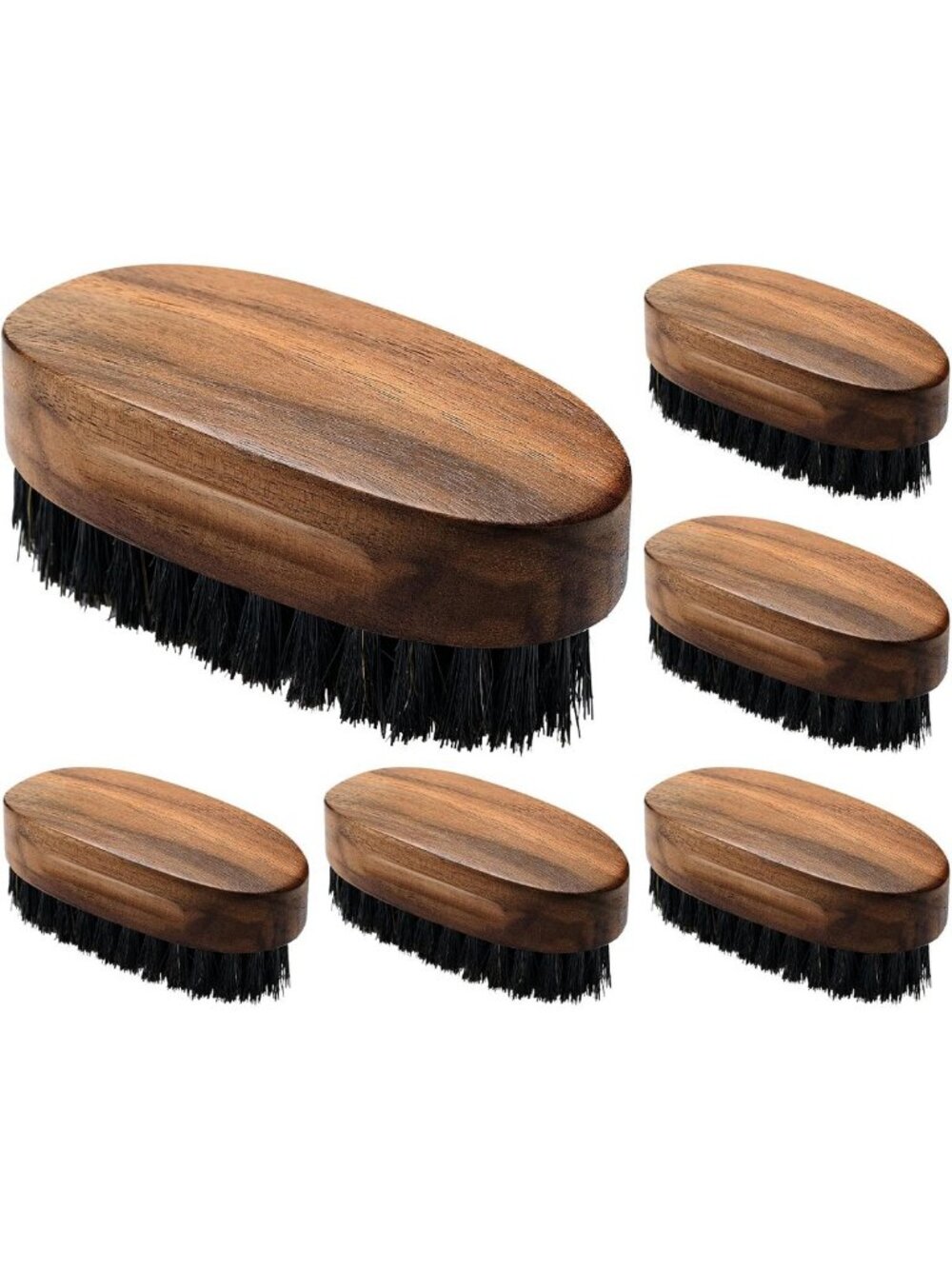 6 Pcs Boar Bristle Beard Brush Set for Men's Grooming & Mustache Care - Travel